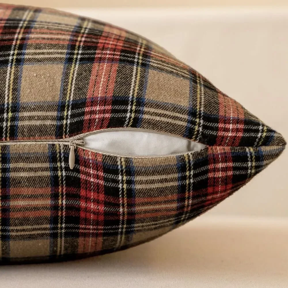 Set of 2, 26x26 Inches, Scottish Tartan Plaid Euro Sham Throw Pillow Covers